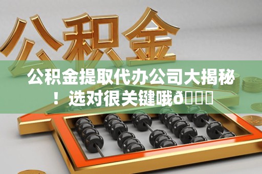珠山公积金提取代办公司大揭秘！选对很关键哦😎