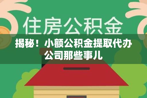 珠山揭秘！小额公积金提取代办公司那些事儿